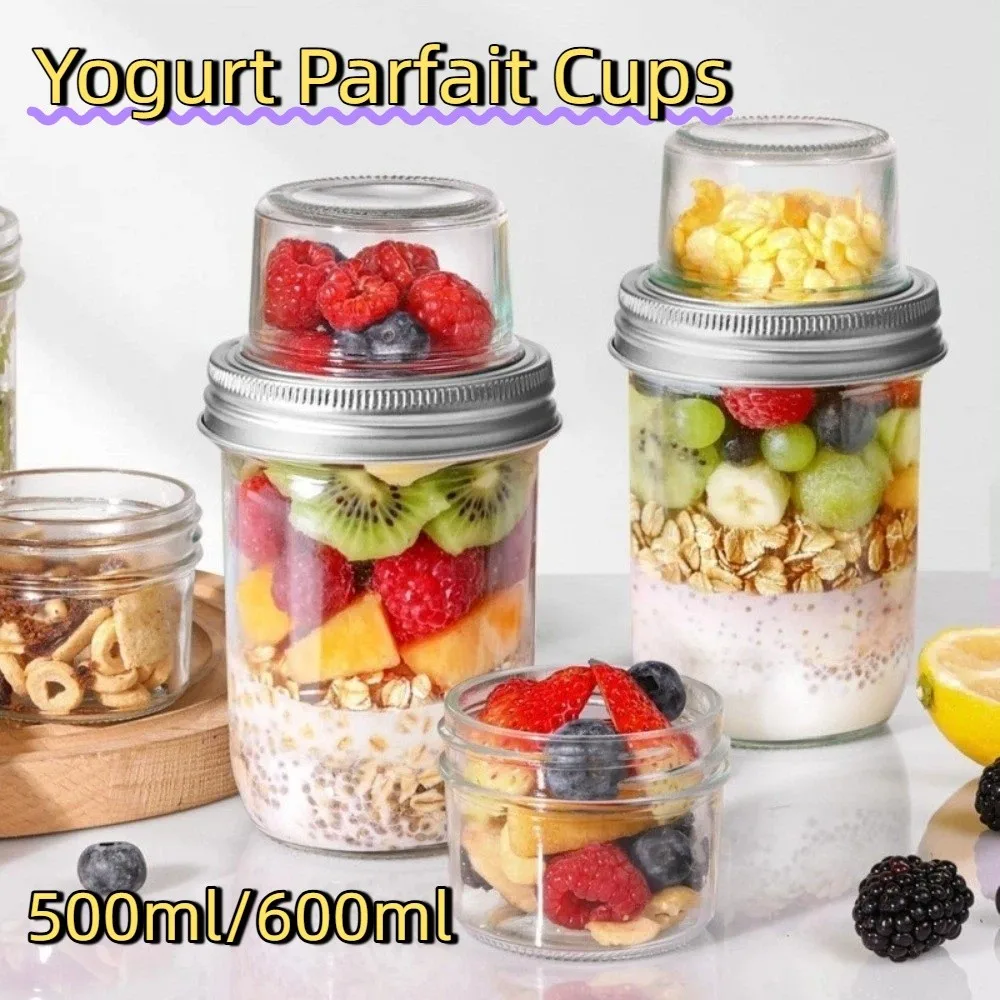 

Dual-Layer Yogurt Parfait Cups Dry Wet Separation Leak-Proof Mason Jars with Sealed Lid Thickened Glass Sealed Jar Meal Prep