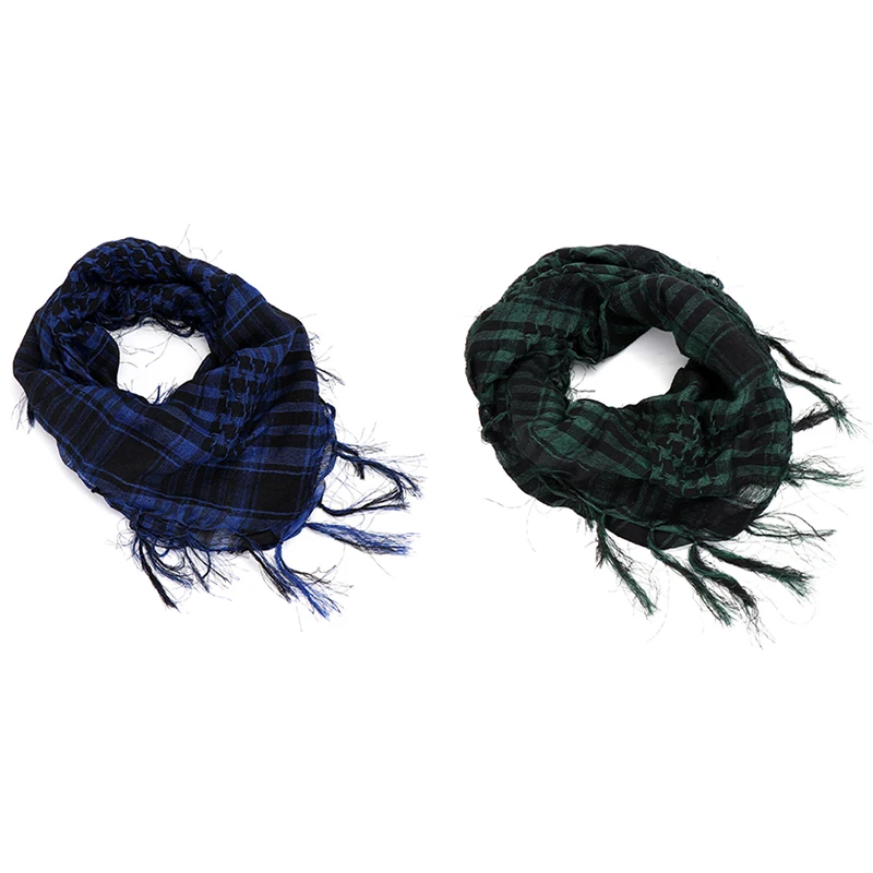 Arabian Desert Scarf Soft Tactical Scarf Men Ladies Military Turban Lightweight Plaid Fringed Outdoor Arafat Unisex Scarves