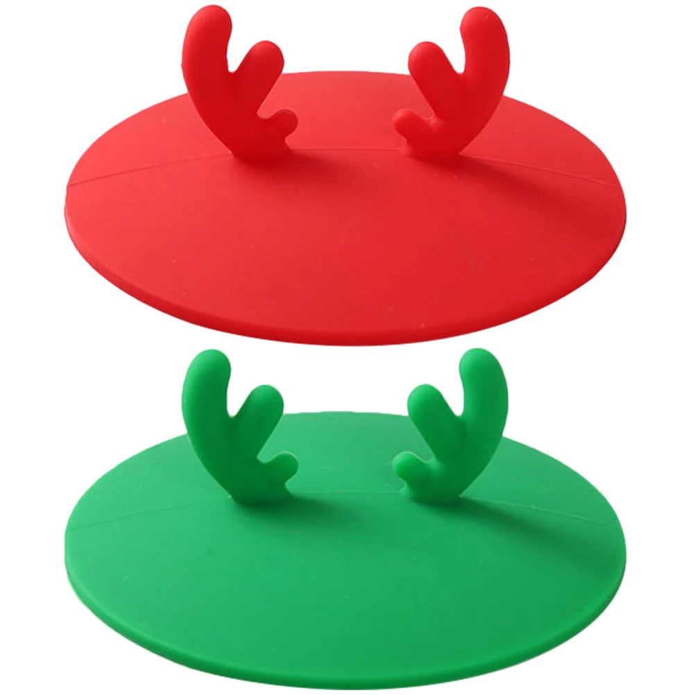 

2pcs Silicone Cup Lid Christmas Theme Coffee Lids Reusable Mug Covers Dustproof Heat Resistant Practical Household