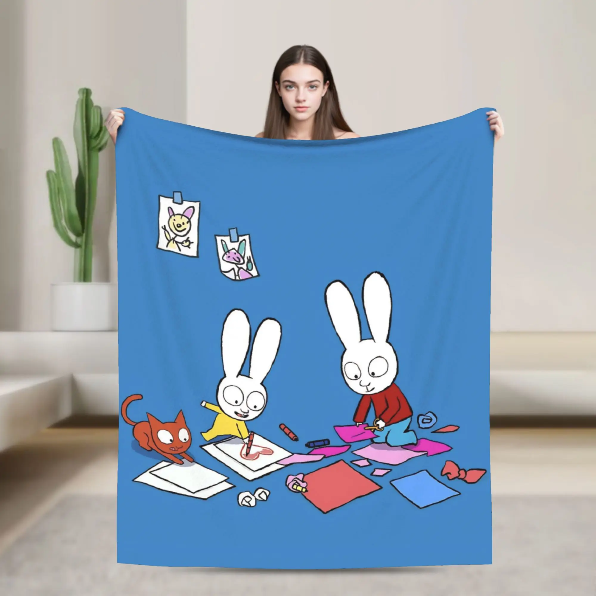 Simon Super Rabbit Throw Blanket for Couch  Soft Fuzzy Plush Blanket 50x60 Inch Multi-size Bedspreads for All Seasons
