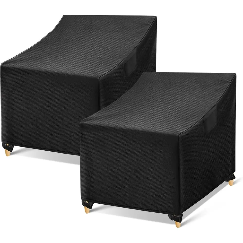 

Чехлы для уличных стульев, водонепроницаемые, черные, для садовой мебели, прочные чехлы для плетеных садовых кресел, 2 шт. в упаковке - 30 дюймов (Ш) x 37 дюймов (Д)