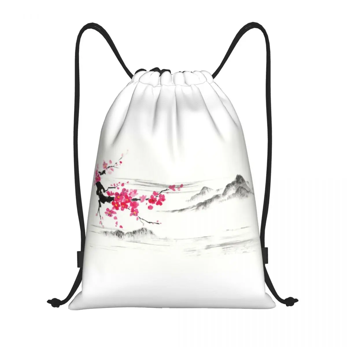 Sakura Tree Cherry Blossom Drawstring Backpack Women Men Gym Sport Sackpack Portable Japanese Flower Shopping Bag Sack