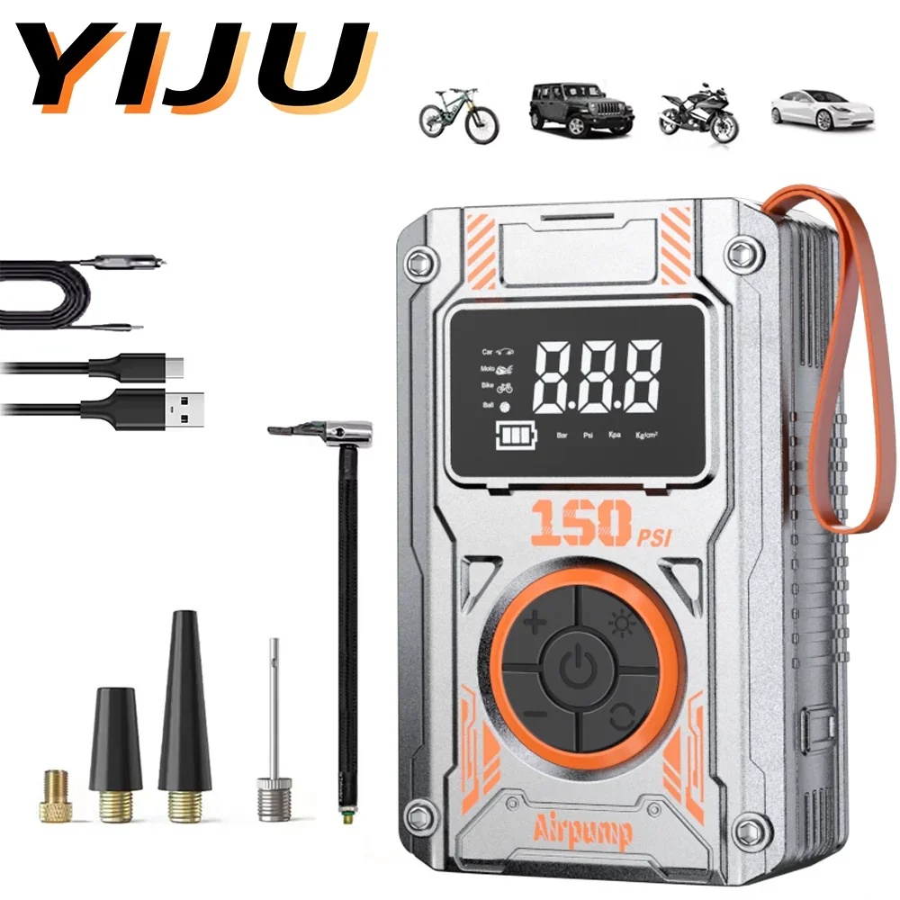 AliExpress YIJU 120W Handheld Air Compressor Wireless/Wired Inflatable Pump Portable Air Pump Tire Inflator Digital for Car Bicycle Balls