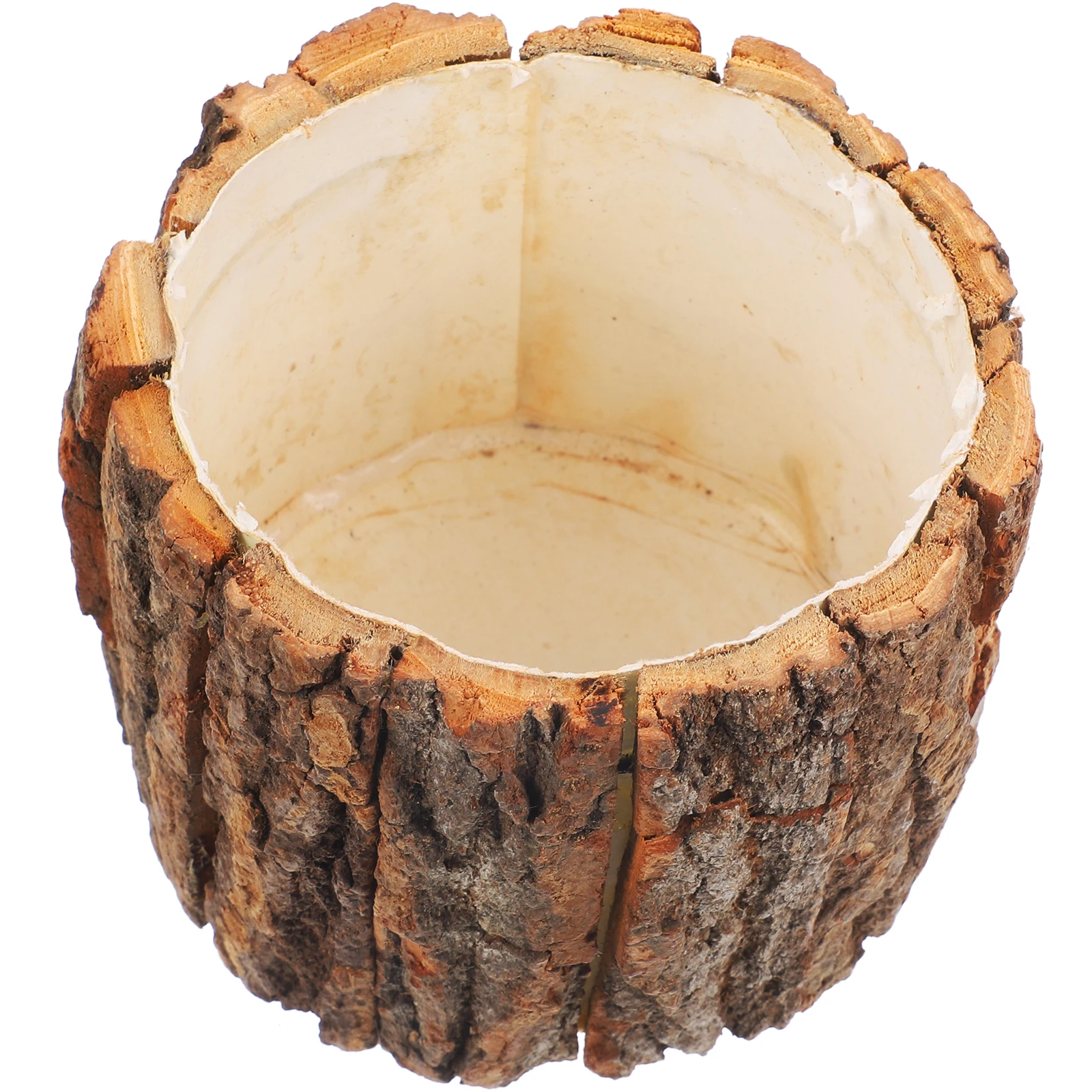 

Rustic Waterproof Flower Bucket 12cm Bark Planter Natural Vase Wooden Flowerpot Storage Container Arrangement Garden Decor