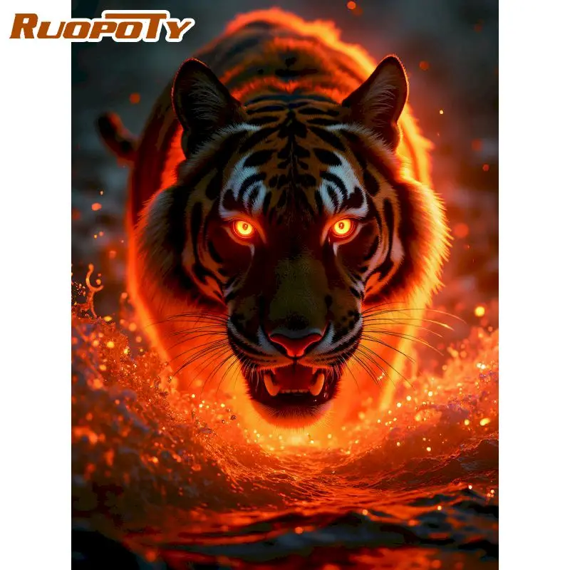 

RUOPOTY 5d Diamond Painting Handicraft Art Adult Diamond Art Tiger Full Round/Square Paint By Diamonds Art Supplies Diy Crafts