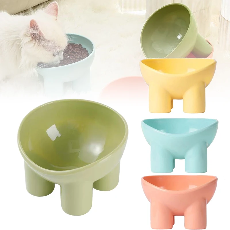 Bol surélevé pour chat avec support, en plastique Durable, nourriture pour animaux de compagnie et plat d'eau, élégant, moderne, respectueux du cou, alimentation pour chats et chiens