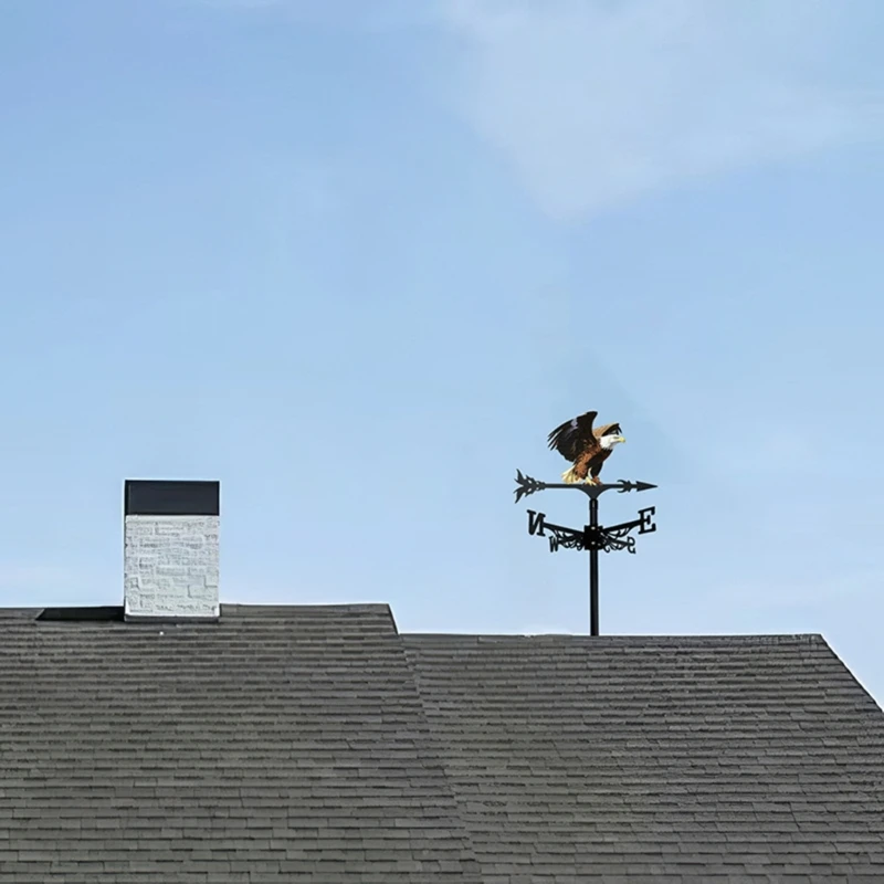 Garden Fence Weather Vane with Bird Metal Body and Wind Marker Layout for Outdoor Yard and Farm Display J0MC