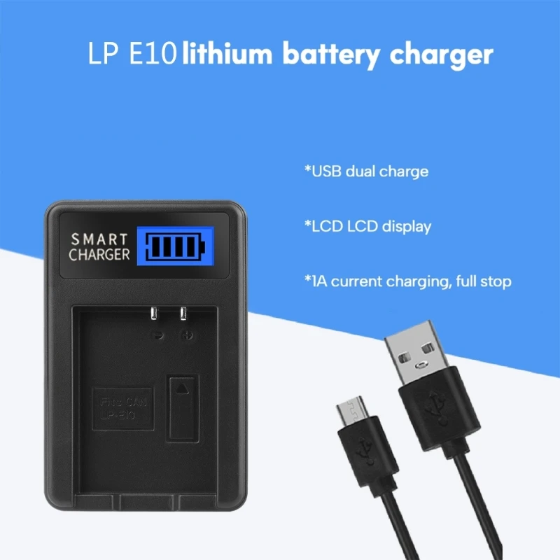 LP-E10 LPE10 E10 LCD USB شاحن بطارية لكاميرات كانون 1100D، 1200D، Rebe دروبشيبينغ