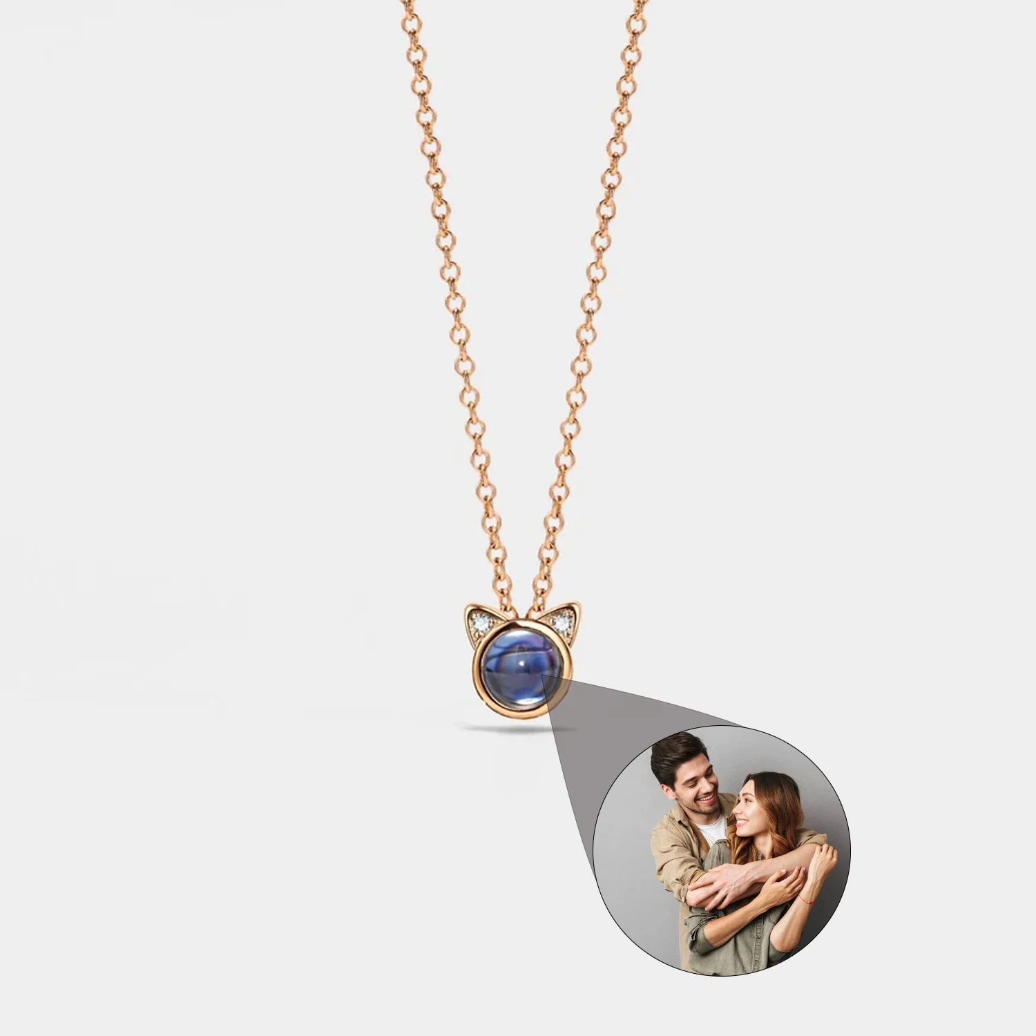 HY Cat Photo Projection Necklace Personalized Picture Inside Pendant  Minimalist Pet Memorial Jewelry Trendy Christmas Gift Her