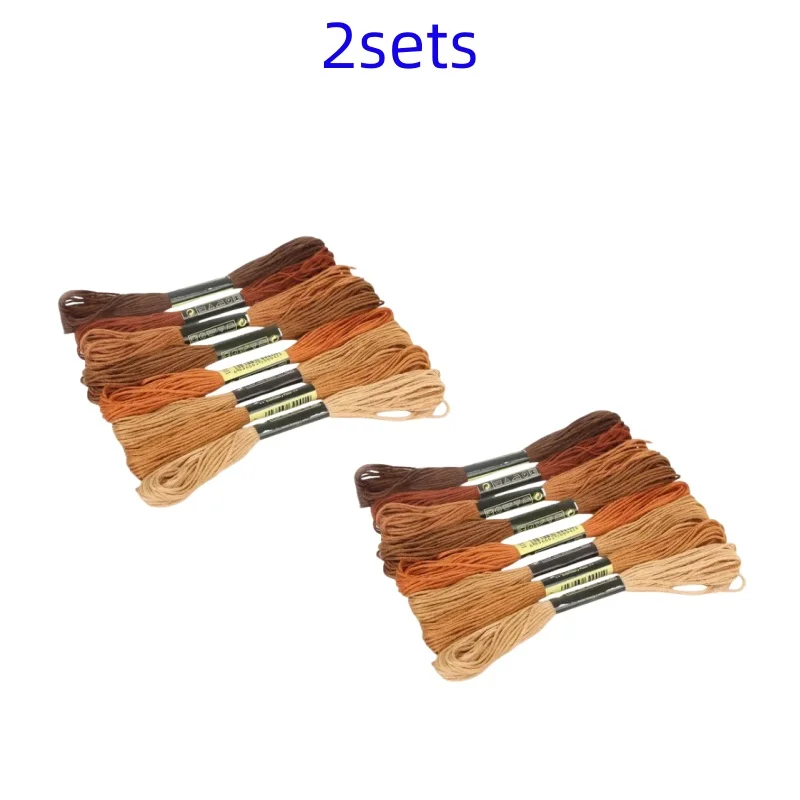 8lot 7.5m Silk Line Cotton Cross Stitch Thread Sewing Kit