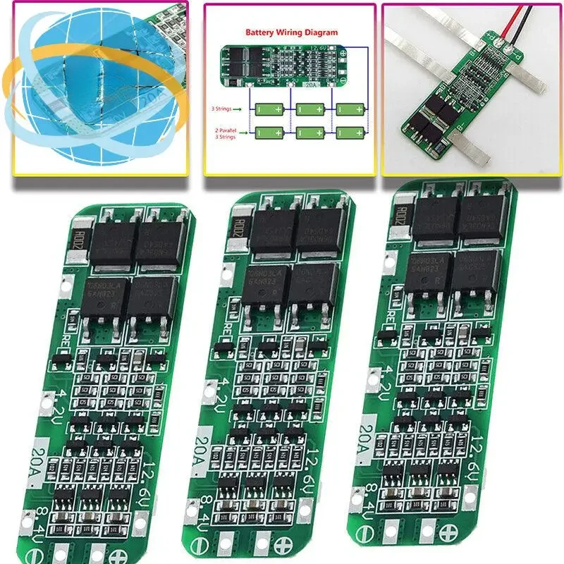 1-20 pces 3s 20a bateria de lítio li-ion 18650 carregador pcb bms placa de proteção 12.6v 59x20x3.4mm bateria de íon-lítio para motor de broca