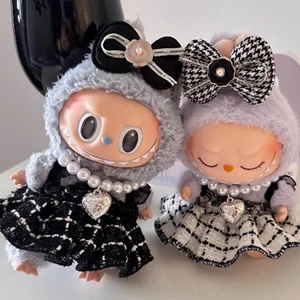 Pakaian Boneka Aksesoris Pakaian Labubu Desainer Pakaian Set Gaun Kotak-kotak Hitam dan Putih DIY Pakaian Boneka Mini Hadiah Anak Perempuan 8 pakaian bjd penjualan terbaik - №
