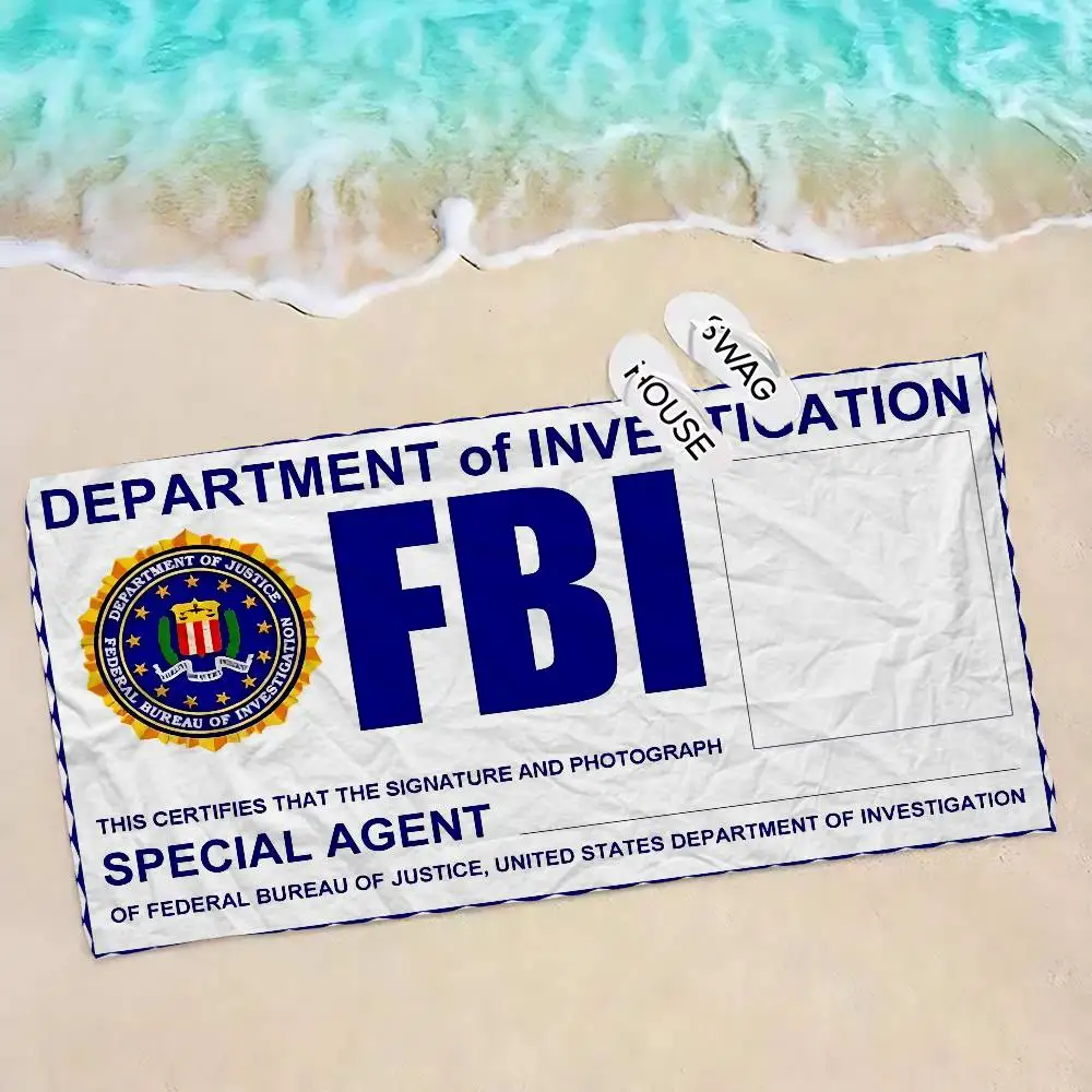 Police FBI Matte Film Big Microfiber Beach Towels Quick Dry Towel Sand Beach Towels Pool Towel for Travel Swim Pool Yoga