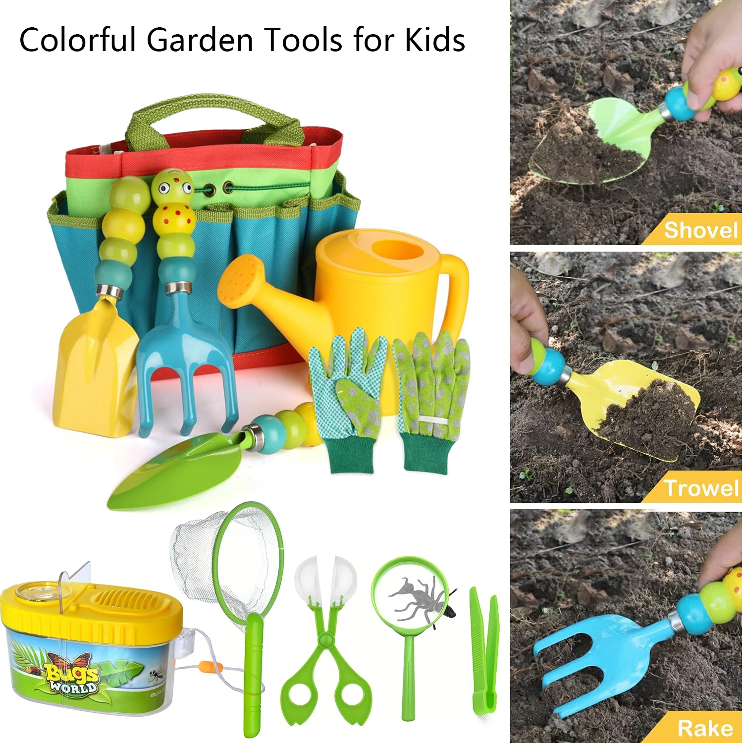 

Colorful Garden Tools Toys for children Outdoor Gardening Trowel Shovel Rake Yard Watering Pot Digging Beach Safe Toys Kids Gift