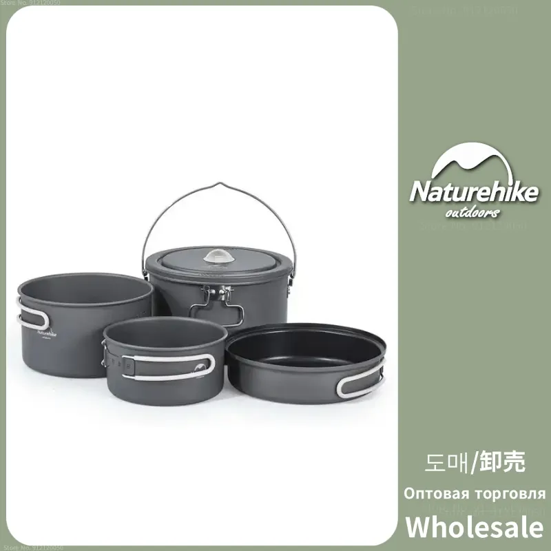 

Naturehike Outdoor Portable Aluminum Alloy Cutlery Set Camping Cooking Equipment Picnic Ultra Light Kettle Pan Set Kitchenware