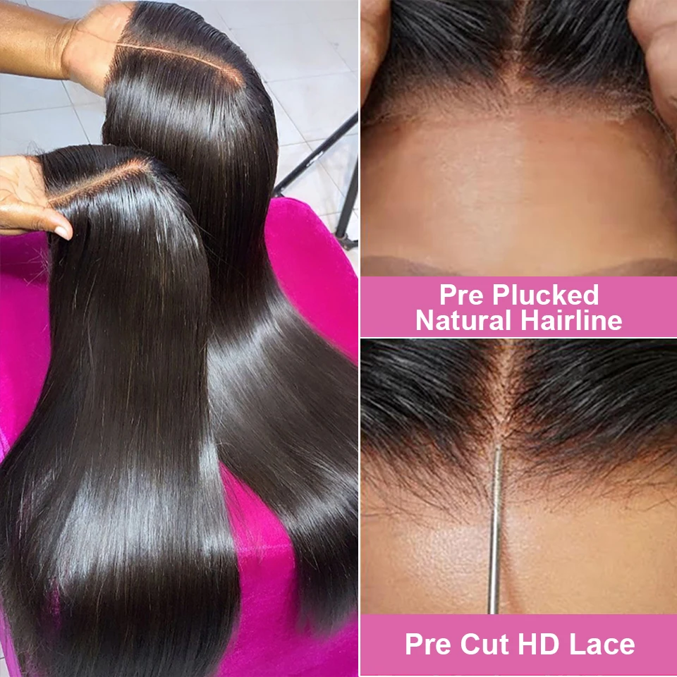 

Glueless Wig Human Hair Ready To Wear And Go Preplucked Pre Cut Brazilian Bone Straight 100% Quality Human Hair Wigs For Women
