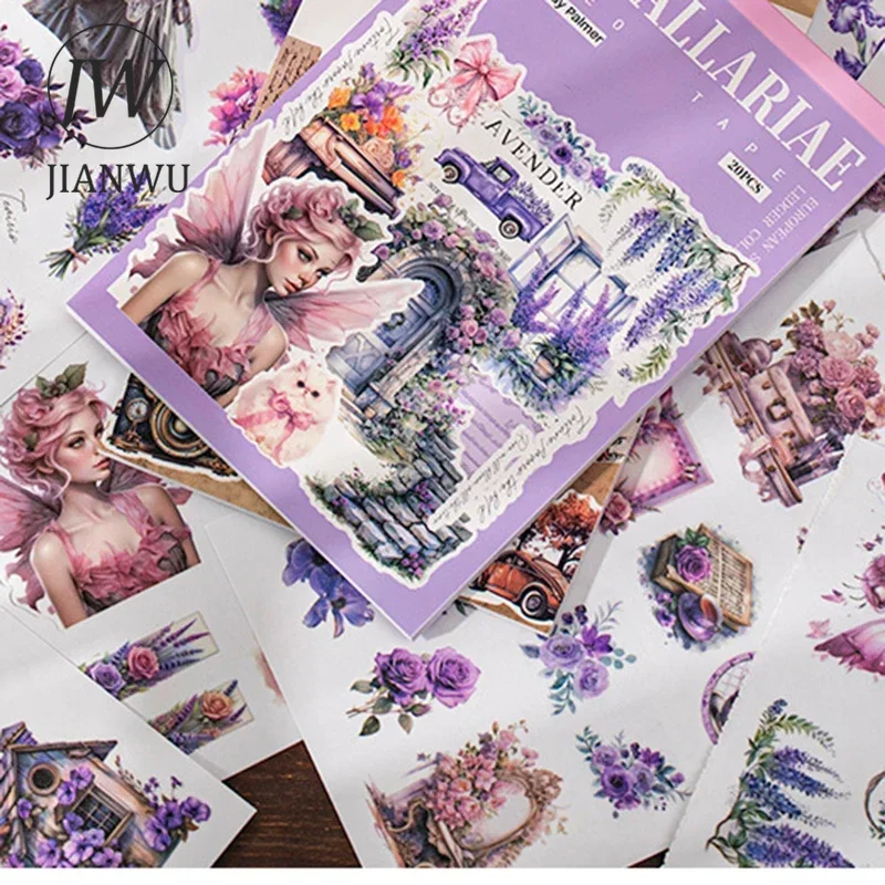 JIANWU Athens Manor Series Vintage Flower Character Landscaping Material Collage Sticker Book Creative DIY Journal Stationery