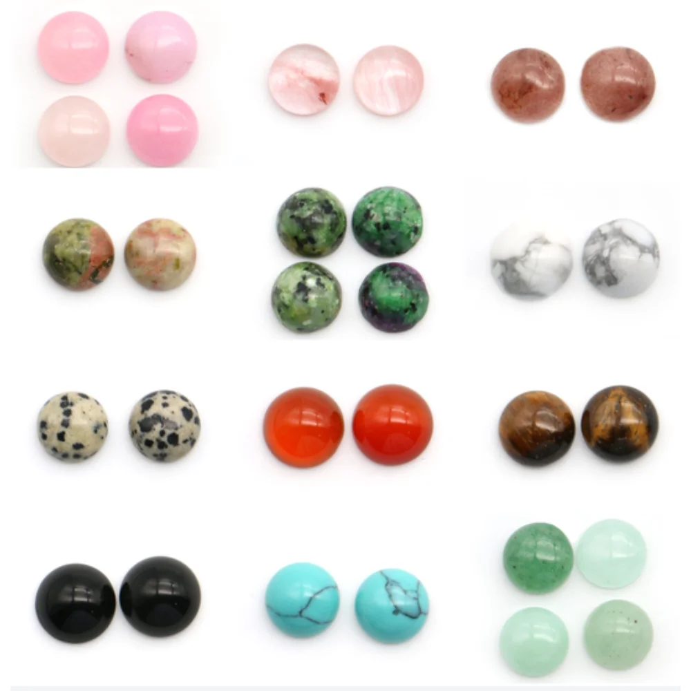 

5 Pcs Cabochon Natural Stone Beads Red Agate Blue Turquoise Materials Ring Surface Accessory DIY Necklace Component 10x10mm