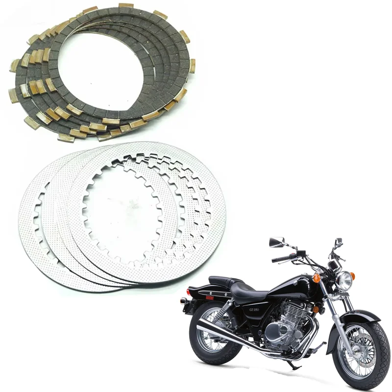 For Suzuki GW250 Inazuma GZ250 Marauder VL250 Intruder GN250 TU250 DR250S SW-1 GW GZ Clutch Friction Drive Steel Plates Kit