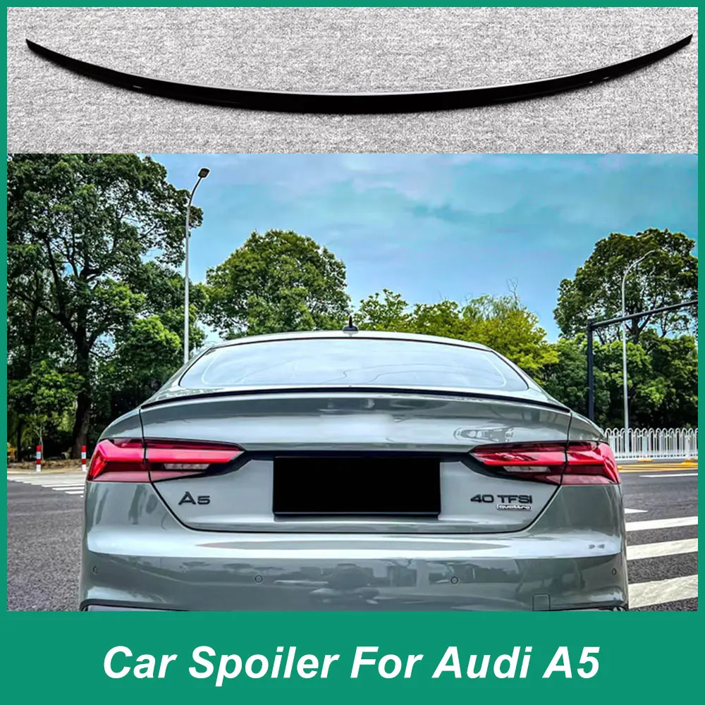 For Audi A5 S5 2017-2023 Automotive Accessories Rear Luggage Lid Spoiler Duck Wings High Quality ABS Material Black Carbon Color