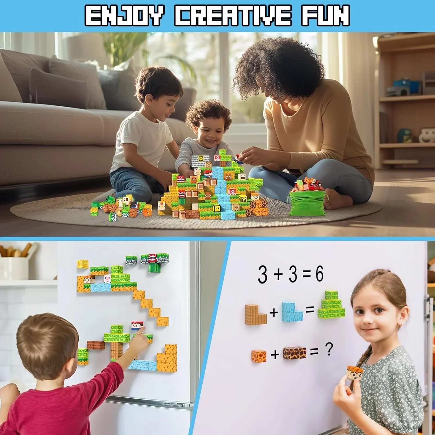 2025 NEW 500PC Magnetic Building Blocks Set for Kids - Mine World Magnet Cube DIY Model STEM Sensory Toy for Boys & Girls Age 3+