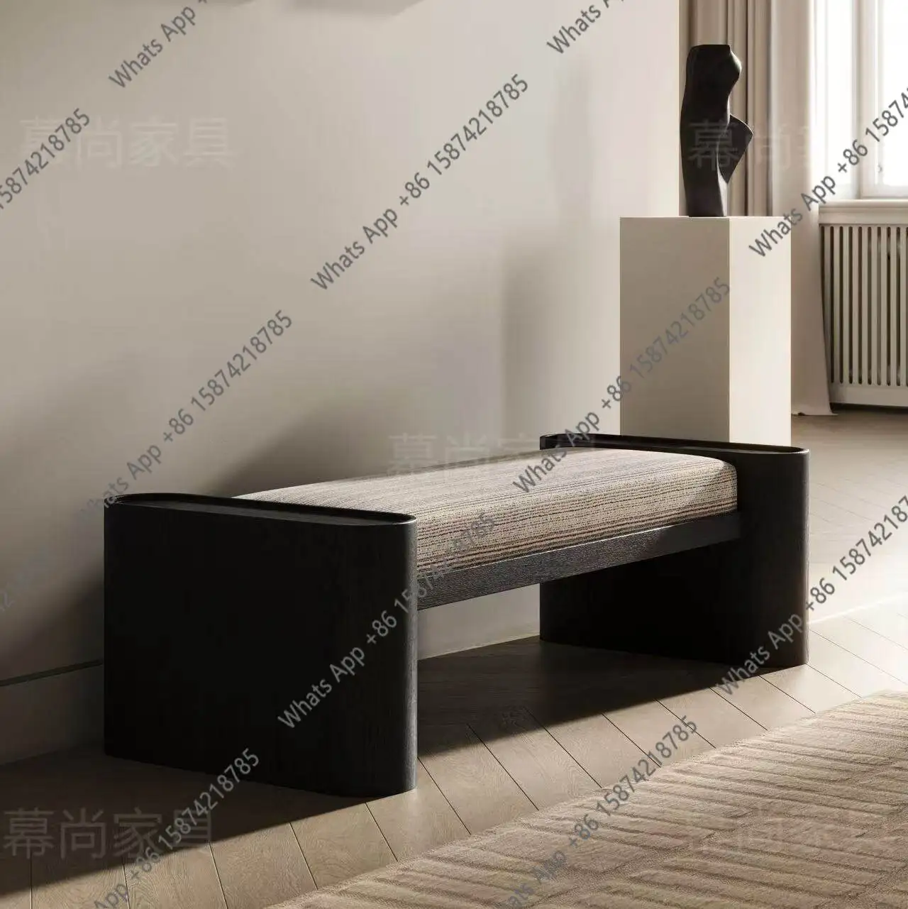 Zc New Chinese Solid Wood Bench, Living Room Sofa Stool Designer Enters The Door And Porch To Change Shoes, Bedroom Simple End O