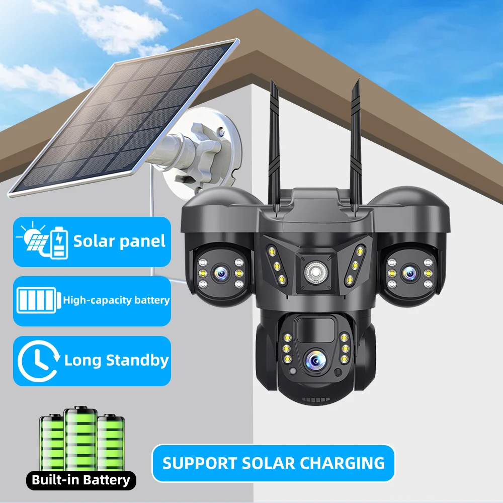 V380 PRO Telecamera IP solare 4G Wirless CCTV Videocamera di sorveglianza Monitor esterno 15MP HD Visione notturna Protezione di sicurezza