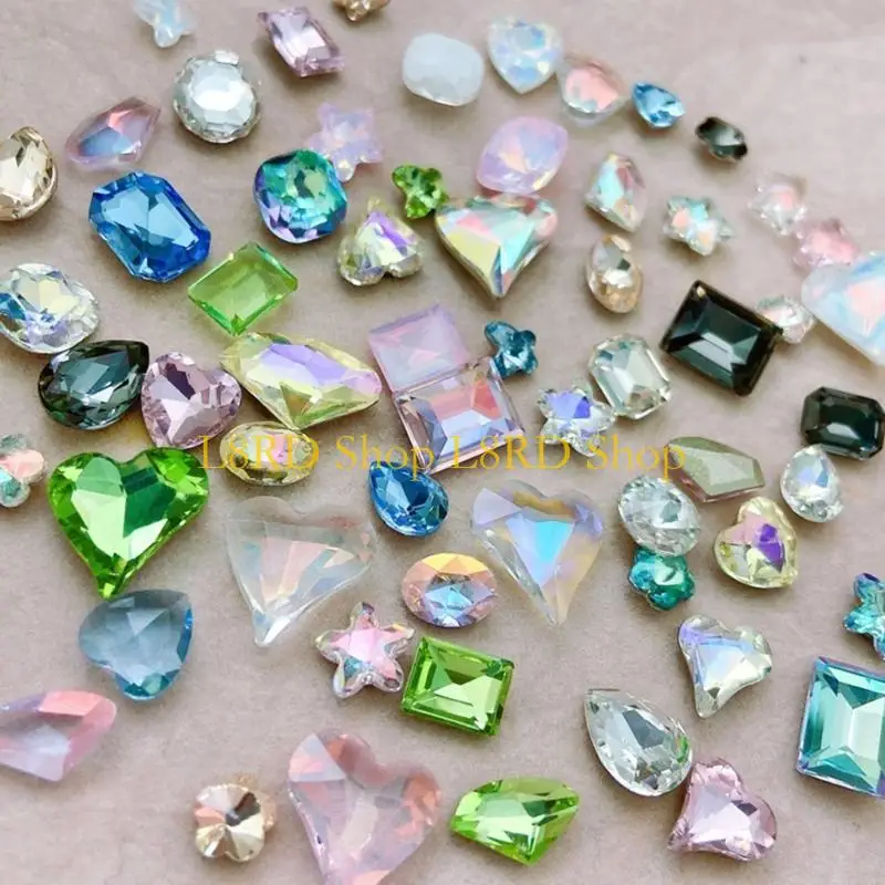L8RD 30 حزمة كريستال الأظافر مجوهرات DIY مانيكير الشارات كريستال الأحجار الكريمة مسمار الفن