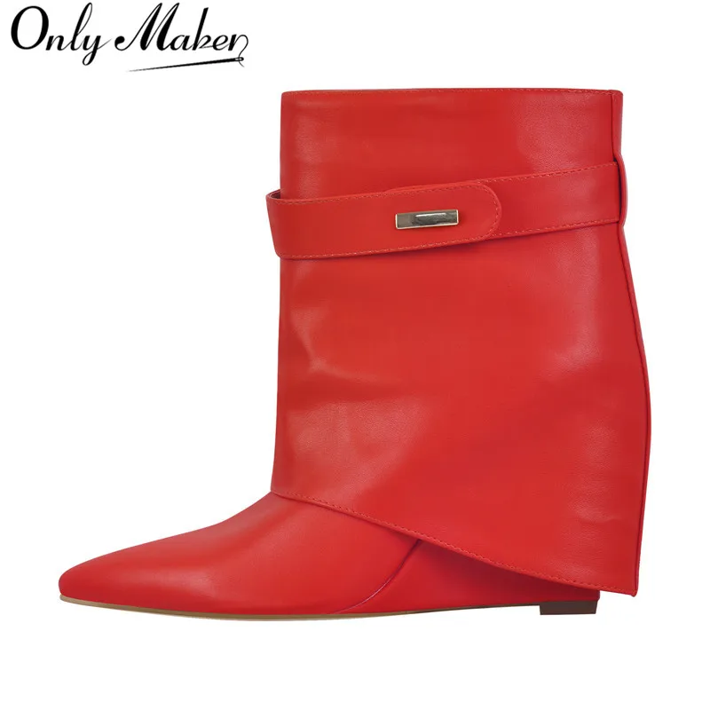 onlymaker-marque-femmes-rouge-bout-pointu-talon-compense-haut-plie-sur-des-bottes-mates-mode-d'hiver-grande-taille-mode-noir-orange-bottes