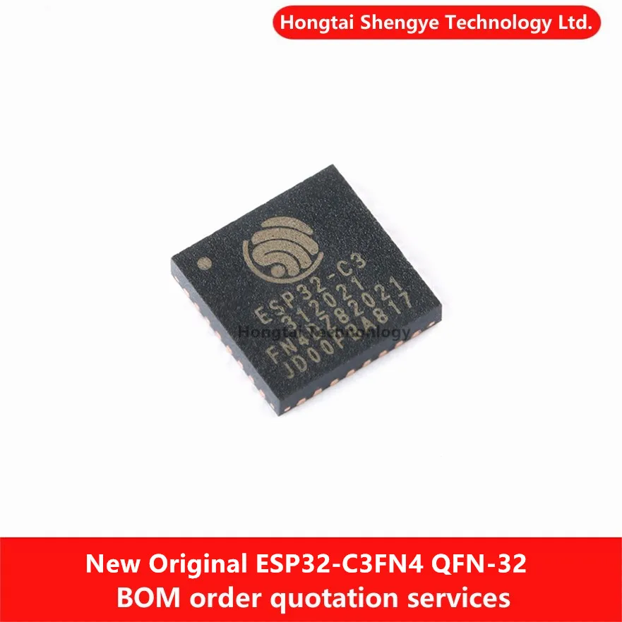 New Original ESP32-C3 QFN-32 ESP32-C3FN4 WiFi+Bluetooth Dual Mode Wireless Communication Chip 32-bit MCU IC chip