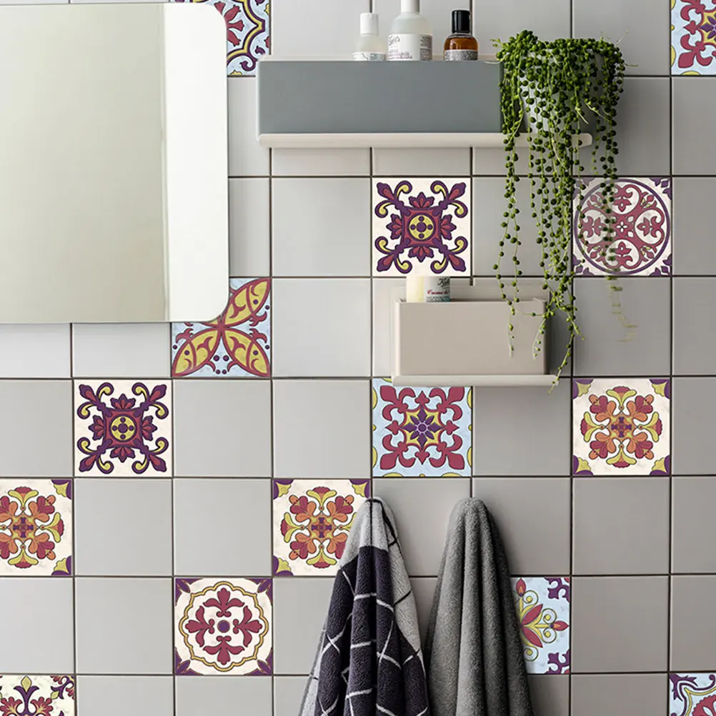 20 Pcs Tile Decal Tiles Stickers Bathroom Wall Decals Ornament PVC Kitchen Floor Decorative