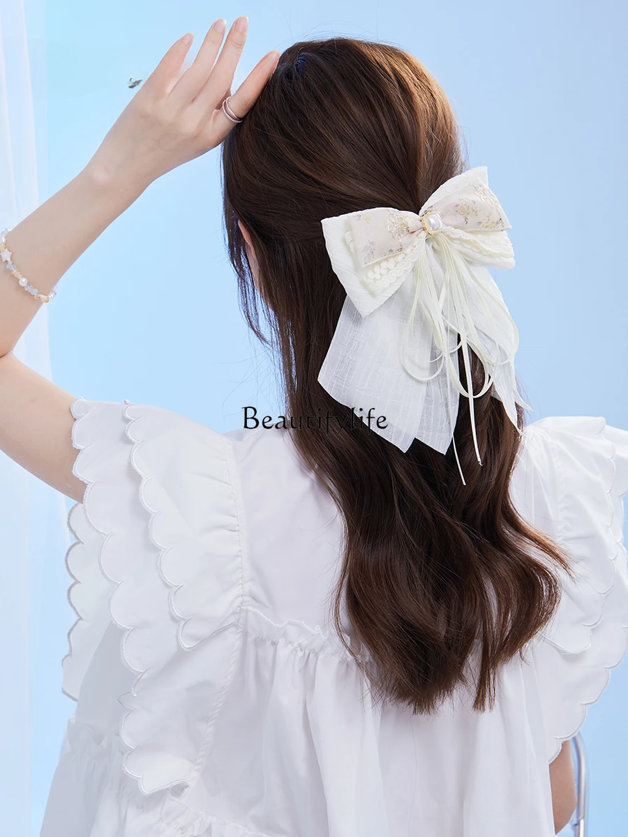 High-Grade Printed Bow Ribbon Hairpin Head Clip Elegant Hair Accessories