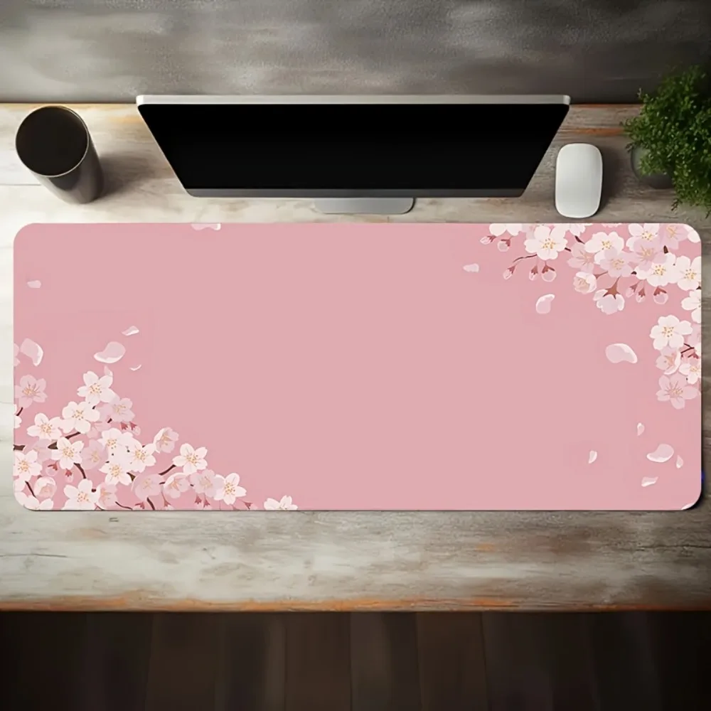 

Pink background double-sided cherry blossom branch pattern, washable bottom table mat alfombrillas para escritorio