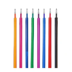 Juego de 8 unid/set de recambio de bolígrafo de Gel borrable, punta de bala de 0,5mm, varillas de recarga de tinta azul, negra y roja, 8 colores, escritura, dibujo, pintura, mango lavable