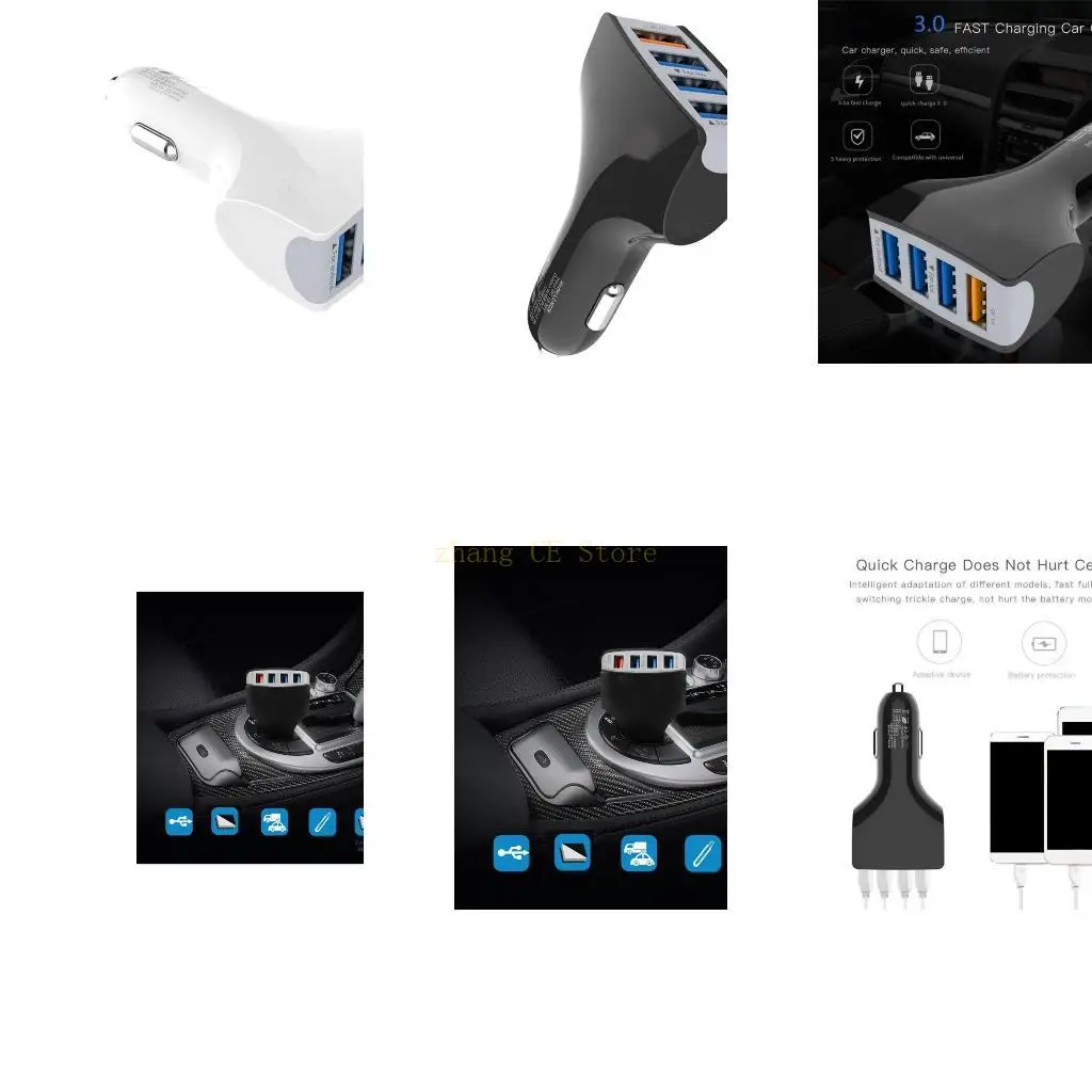 

M5TD Эффективный 4 порта USB -автомобильный адаптер адаптер QC3.0 Быстрая зарядка широко используется