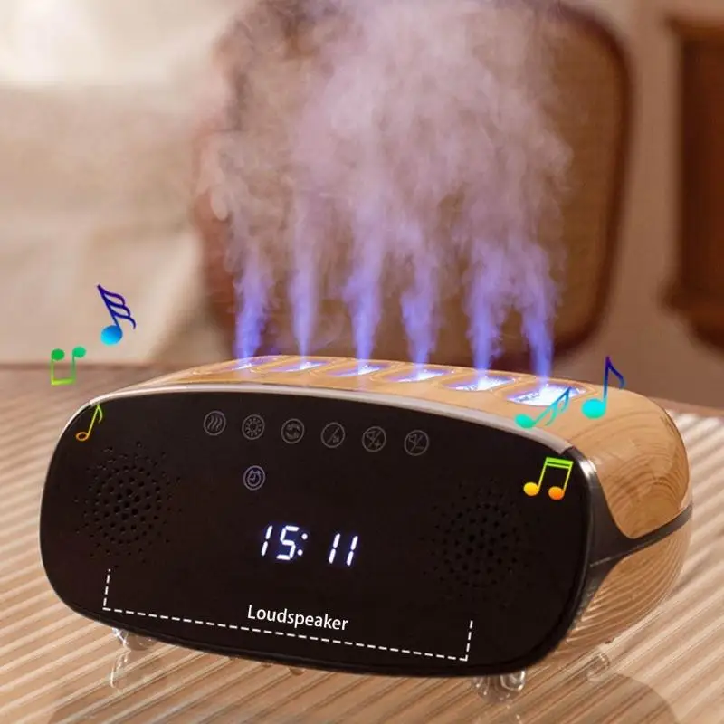 D0AB Aromas Diffuser with Blue Tooth Speaker Alarm Clock 500ml Cool Mist Humidifier