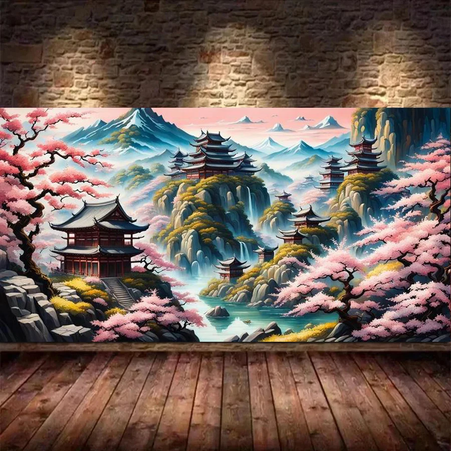 

Fuji Mountain Temple Scenery Large Size Diy Diamond Art Painting Kits New Collection Landscape Full Mosaic Embroidery Picture