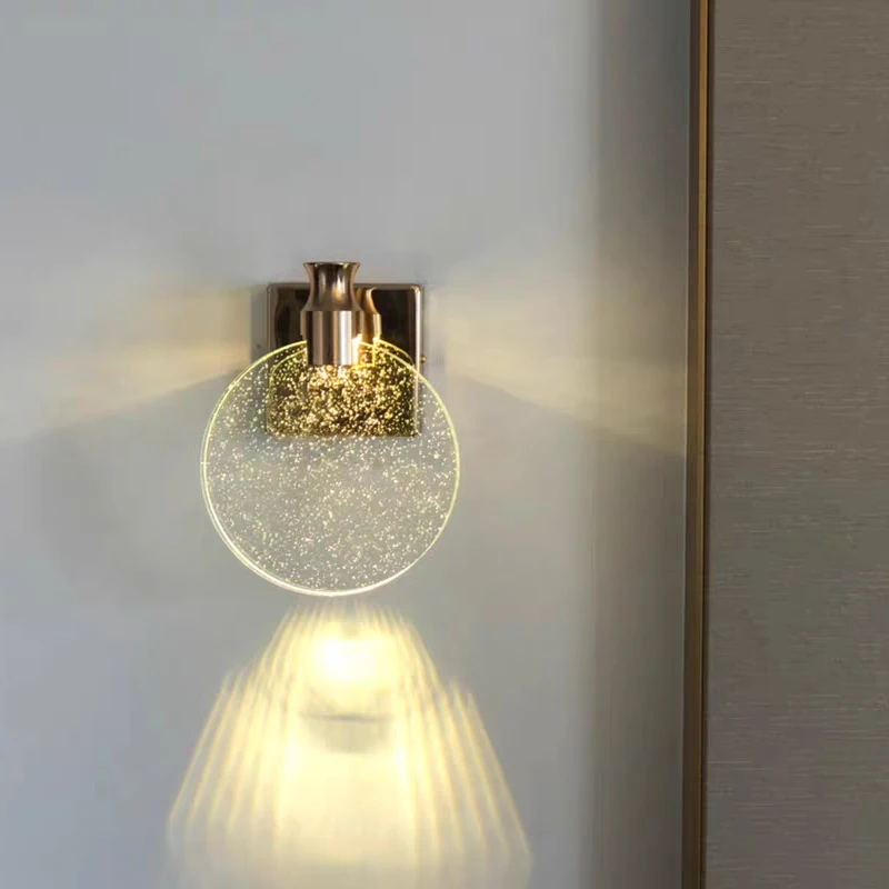 Gold LED Crystal Wall Lamps Bedroom Living Room Bathroom Mirror Light Makeup Lamp Home Decor Wall Light