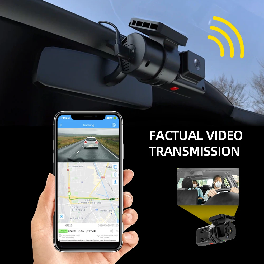 JIMIMAX JC181 Mini 4G Dual DashCam Wifi 2 Live Stream Video 1080P Front & Inside Car Camera Remote Monitor APP GPS Cloud Record