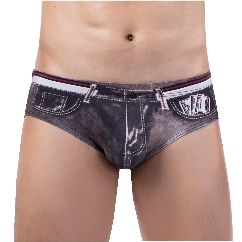 new Underwear Men Sexy Denim Short Boxers Men Boxers Breathable Pouch Printed Male Young