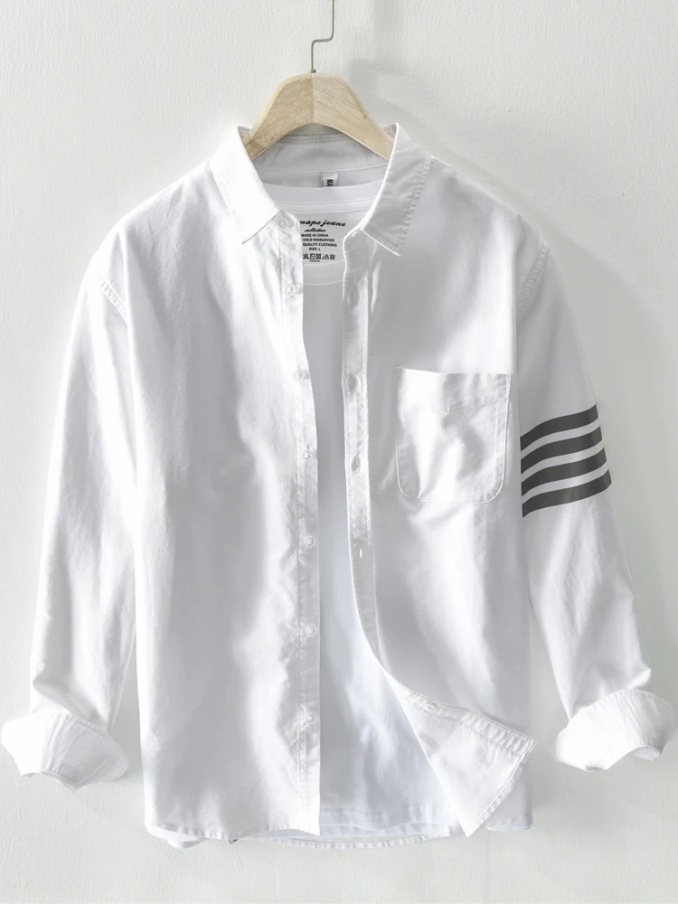 

Long-sleeved shirt men's spring autumn cotton geometric pattern printing design sense niche casual trendy lapel neck versatile