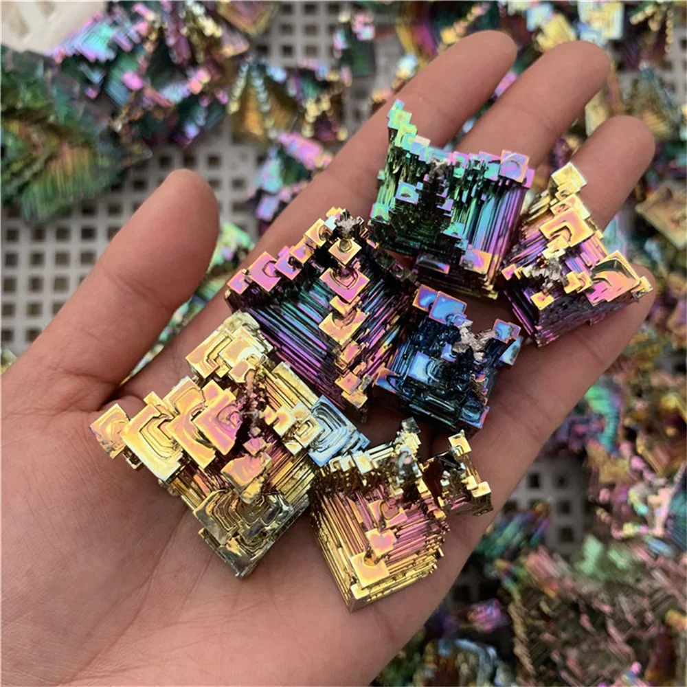 Natural Bismuth Tower Metal Mineral Tower Point Pyramid Stones Gemstone Reiki Healing Meditation Collection Home Decor