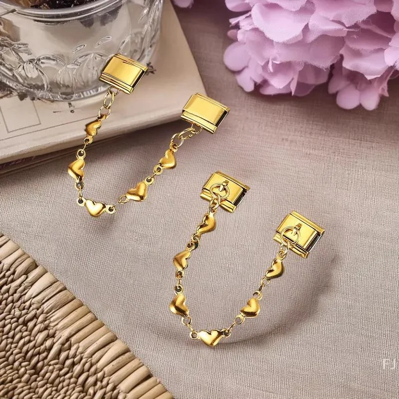 

[YU]Fashion Women Stainless Steel Heart Chain Italian Charms Link Buckle Fit 9mm Bracelet DIY Jewelry Accessories