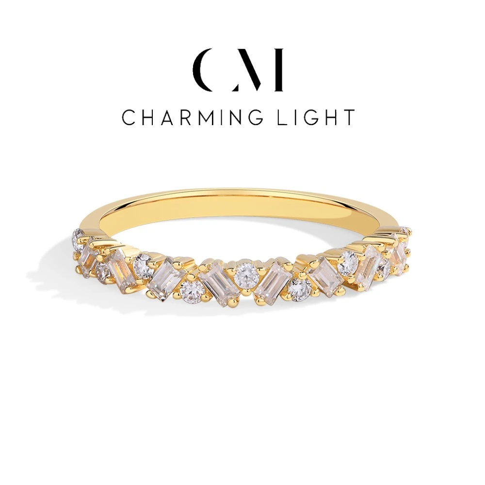 CHARMING Elegant Moissanite Rings Sparkling Lab Diamond 925 Sterling Silver for Women Wedding Band Fine Jewelry Gifts Hot Sale