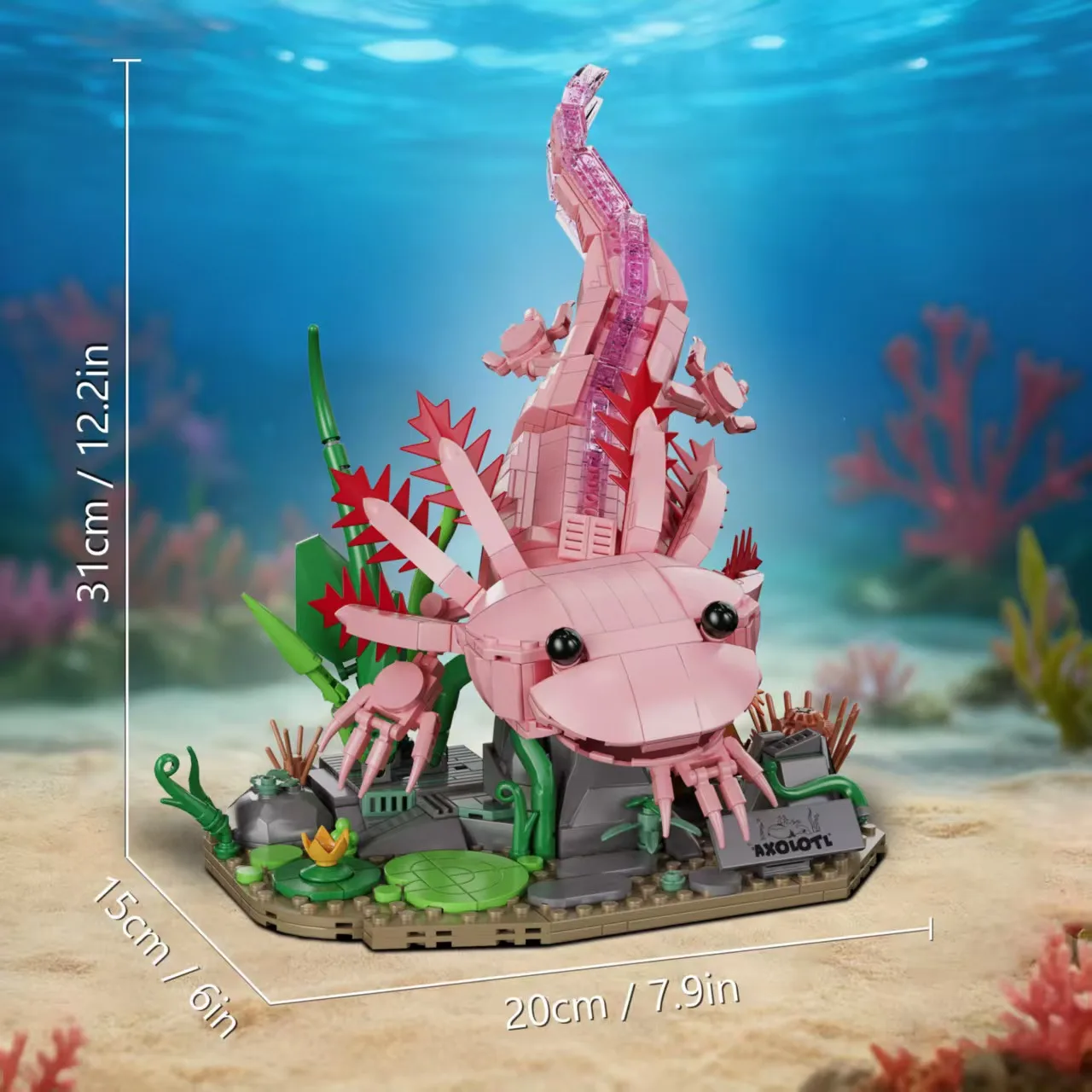 998Pcs Axolotl Building Blocks Set, Creative Amphibian Animal Model, DIY Assembly Bricks Toy, Desktop Decor Gift for Kids Adults view 6