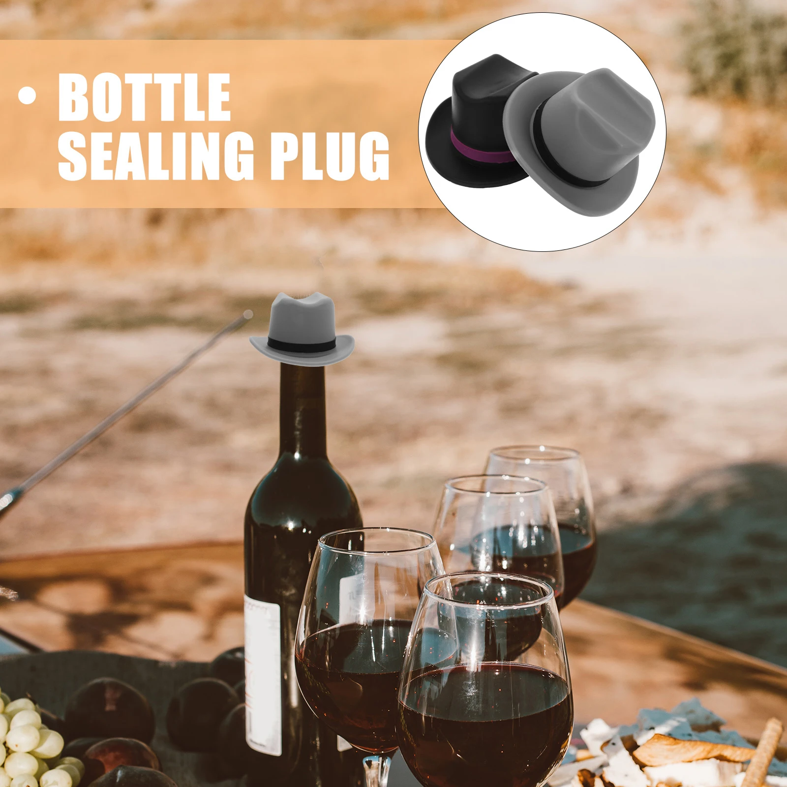 

2 Pcs Silicone Cowboy Hat Bottle Stopper For Fresh Keeping Bottles Corker Silica Gel Stoppers Cute Toppers