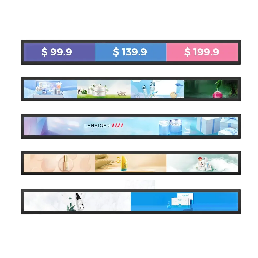 29 Inch Custom Size Small Shelf Advertising Screen For Shopping Mall Ultra Wide Bar Type Stretched LCD Display Customizable Size