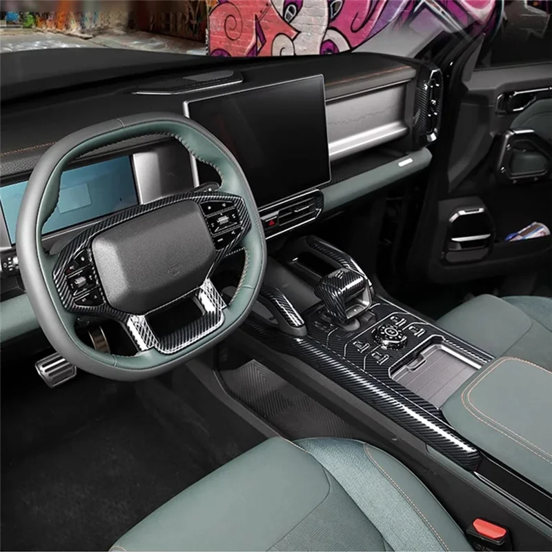 

AEE5-центральная консоль, накладка на боковые стороны передач для Chery Jetour Traveller 2023 2024, аксессуары из углеродного волокна