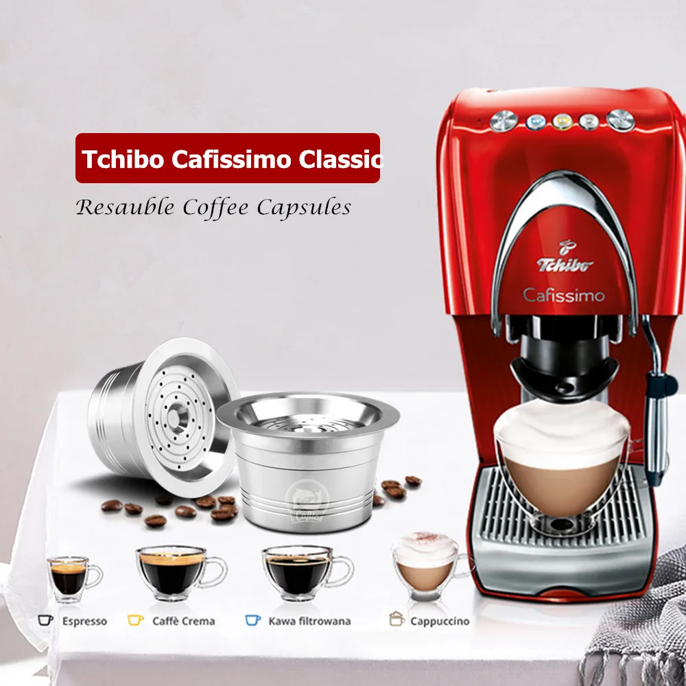 304 Stainless Steel Reusable Coffee Capsule for Cafissimo Caffitaly Tchibo Machines 3 Heart Refillable Coffee Filter Pods