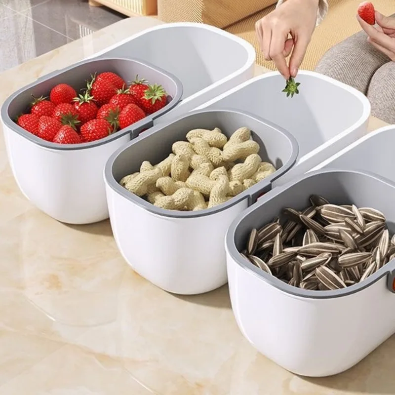 

Double Layer Storage Box Thickened Household Living Room Snack Fruit Organizer Kitchen Water Drainage Basket Bowl